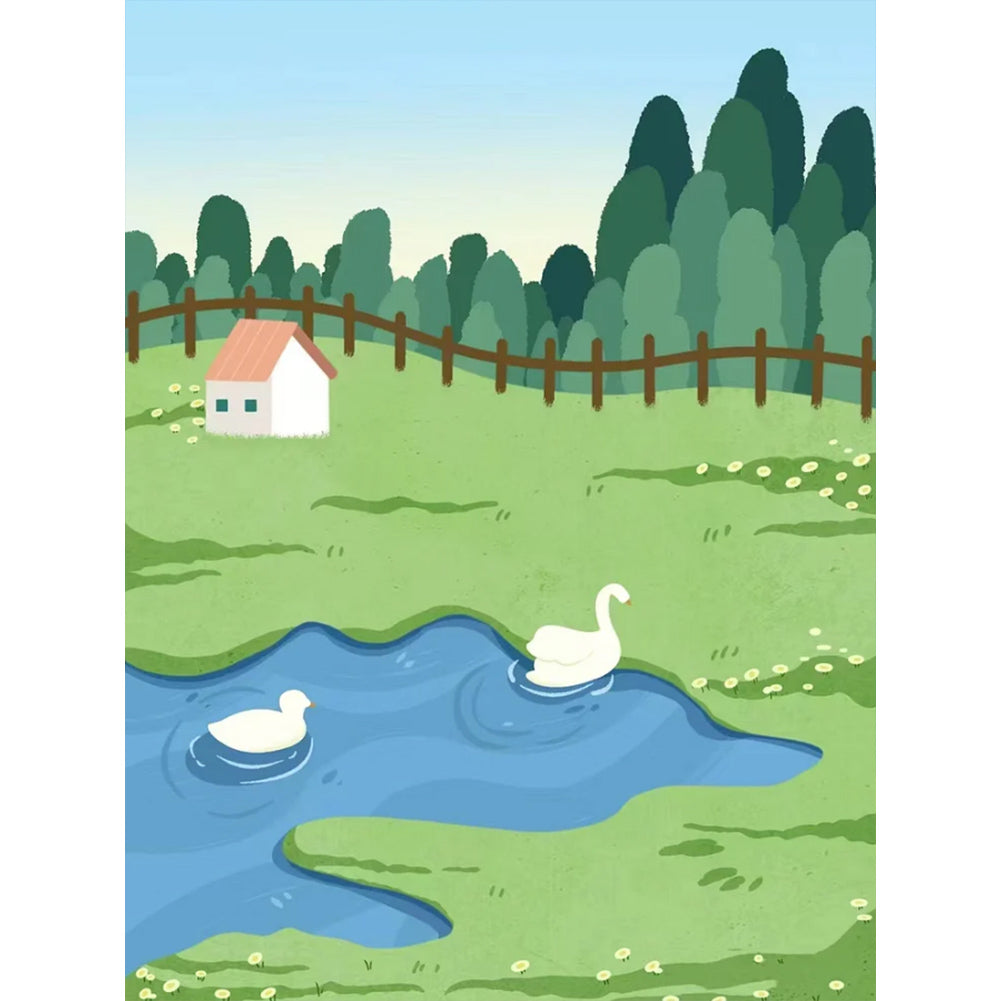 Diamond Painting - Full Round - cartoon landscape painting (30*40CM)