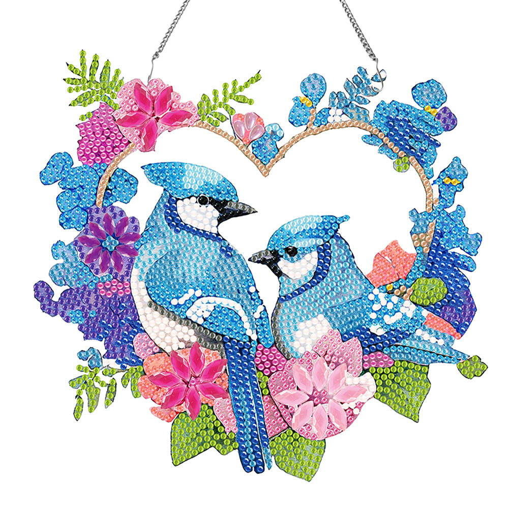 Acrylic Colorful Feathers Frog Single-Sided DIY Diamond Painting Hanging Pendant