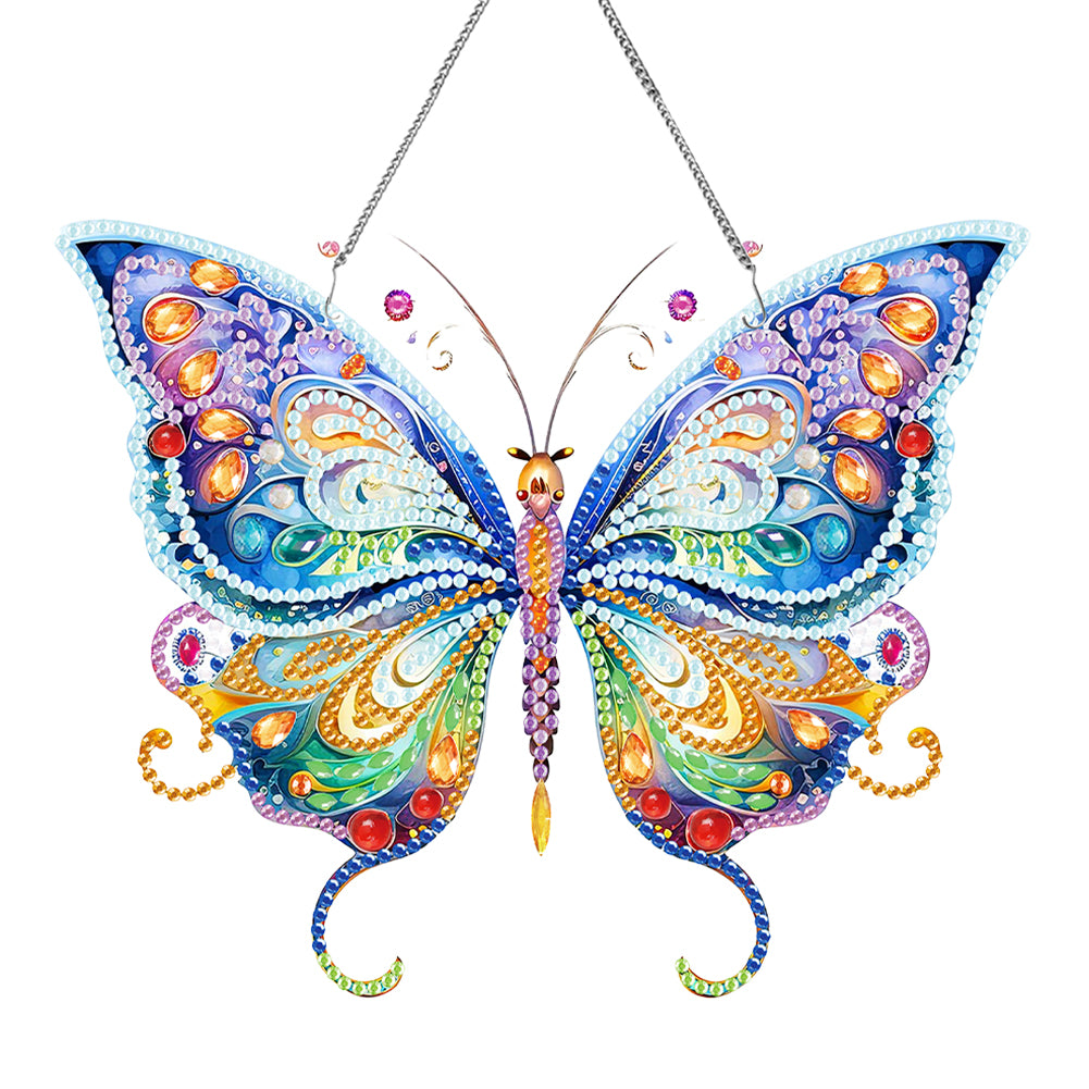 Acrylic Colorful Feathers Frog Single-Sided DIY Diamond Painting Hanging Pendant