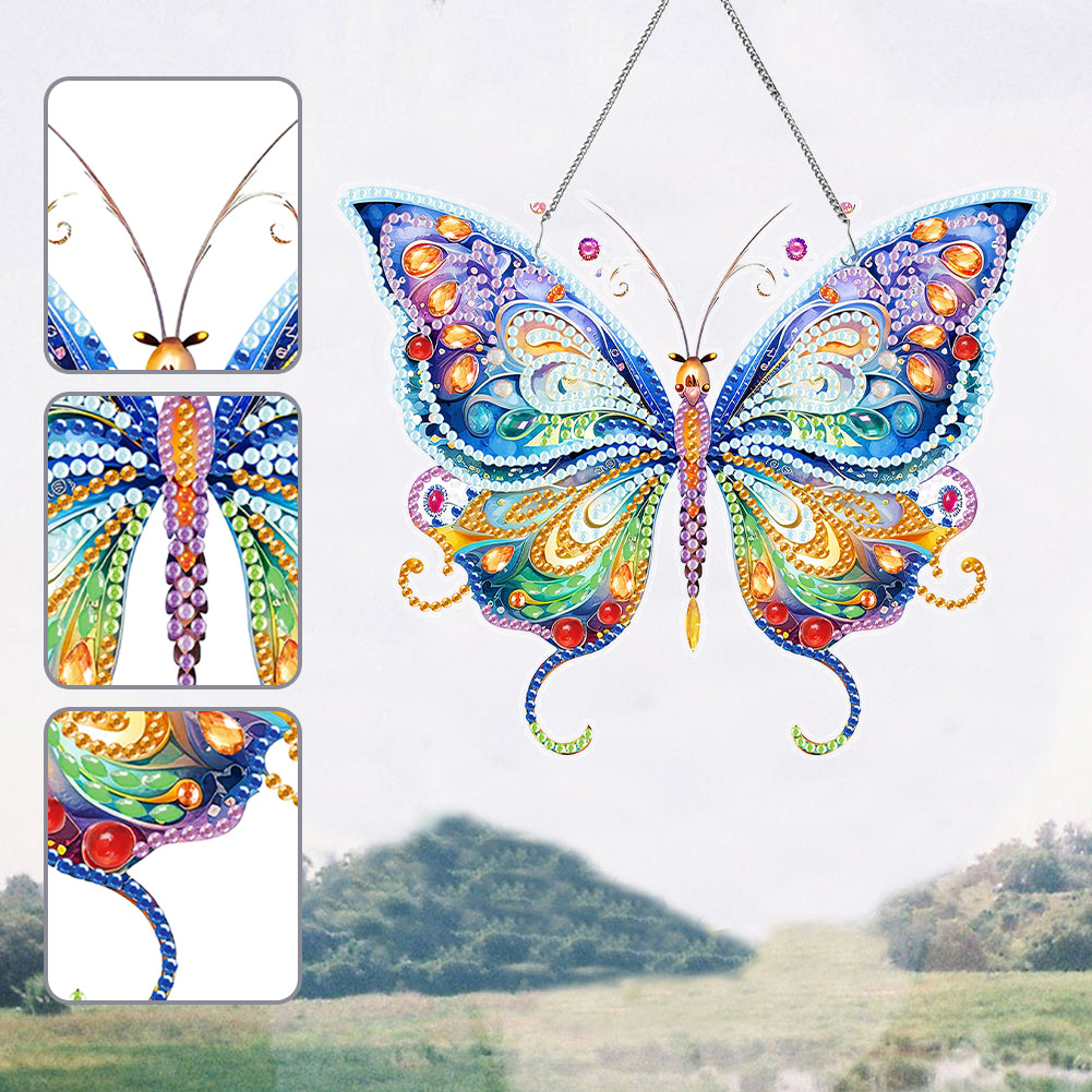 Acrylic Colorful Feathers Frog Single-Sided DIY Diamond Painting Hanging Pendant