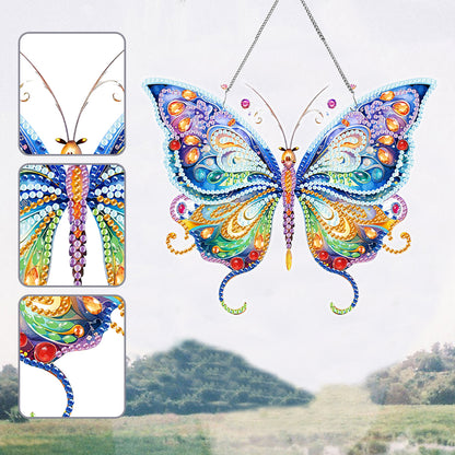 Acrylic Colorful Feathers Frog Single-Sided DIY Diamond Painting Hanging Pendant