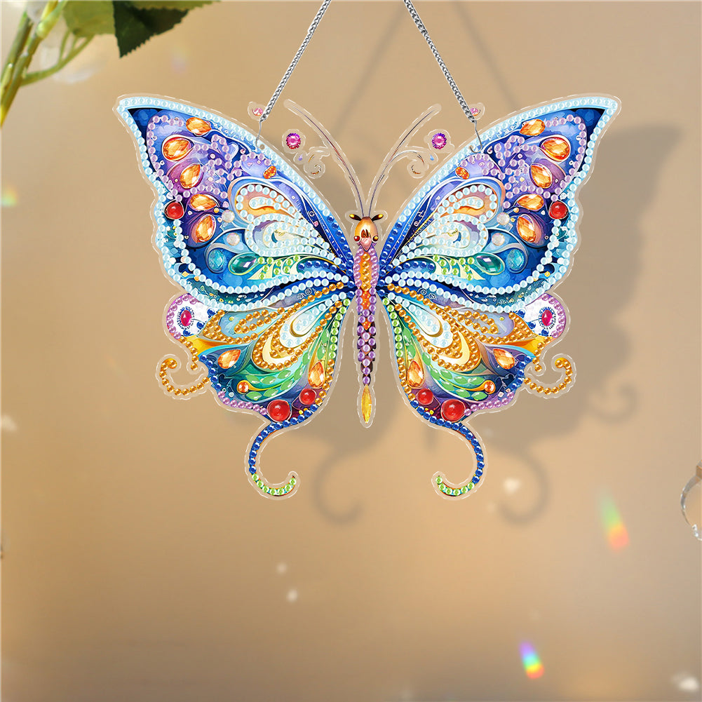 Acrylic Colorful Feathers Frog Single-Sided DIY Diamond Painting Hanging Pendant