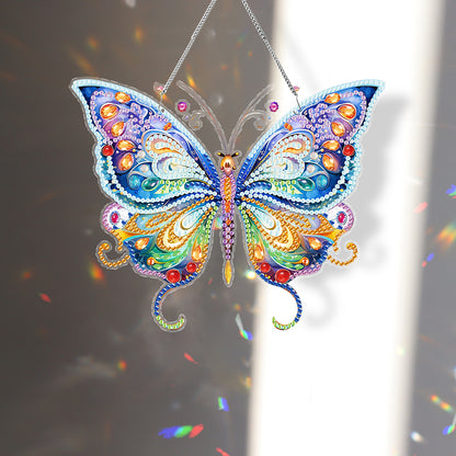 Acrylic Colorful Feathers Frog Single-Sided DIY Diamond Painting Hanging Pendant