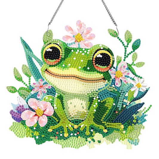 Acrylic Colorful Feathers Frog Single-Sided DIY Diamond Painting Hanging Pendant