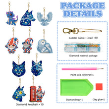 Load image into Gallery viewer, 10 Pcs Owl Double Sided Diamond Painting Keychain Pendant for Beginners Adults
