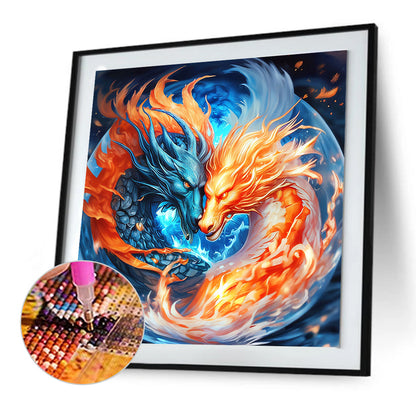 Diamond Painting - Full Round - two dragons (30*30CM)