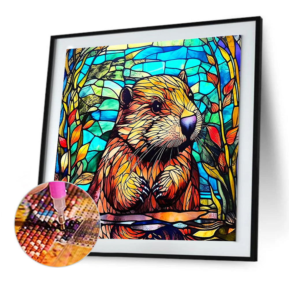 Diamond Painting - Full Round - glass painting marmot (30*30CM)
