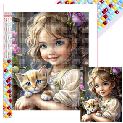 Diamond Painting - Full Square - girl holding pet (30*40CM)