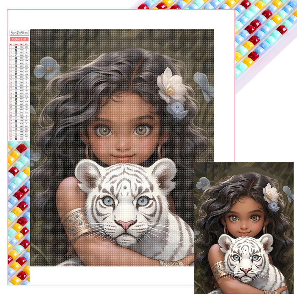 Diamond Painting - Full Square - girl holding pet (30*40CM)