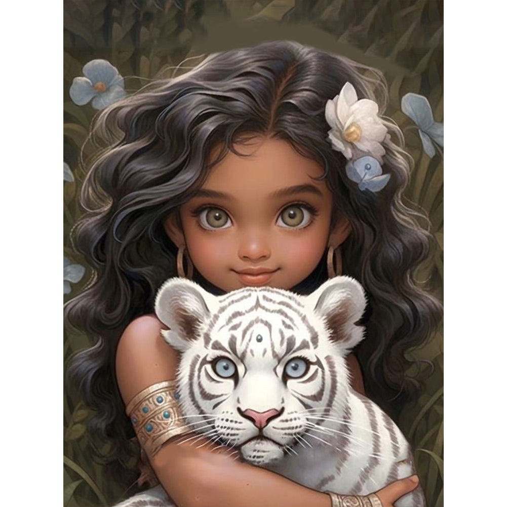 Diamond Painting - Full Square - girl holding pet (30*40CM)