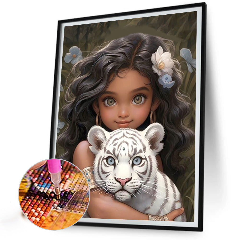 Diamond Painting - Full Square - girl holding pet (30*40CM)