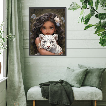 Diamond Painting - Full Square - girl holding pet (30*40CM)