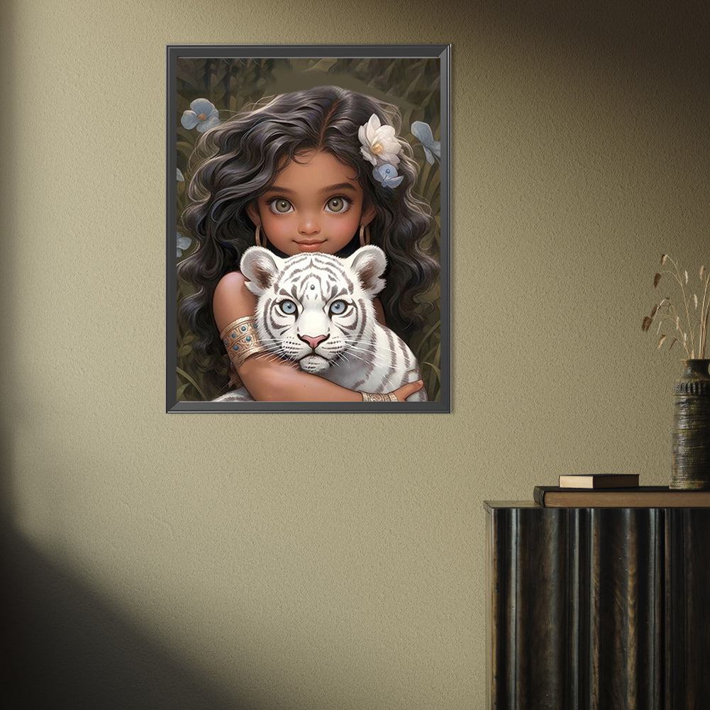 Diamond Painting - Full Square - girl holding pet (30*40CM)