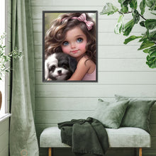 Load image into Gallery viewer, Diamond Painting - Full Square - girl holding pet (30*40CM)
