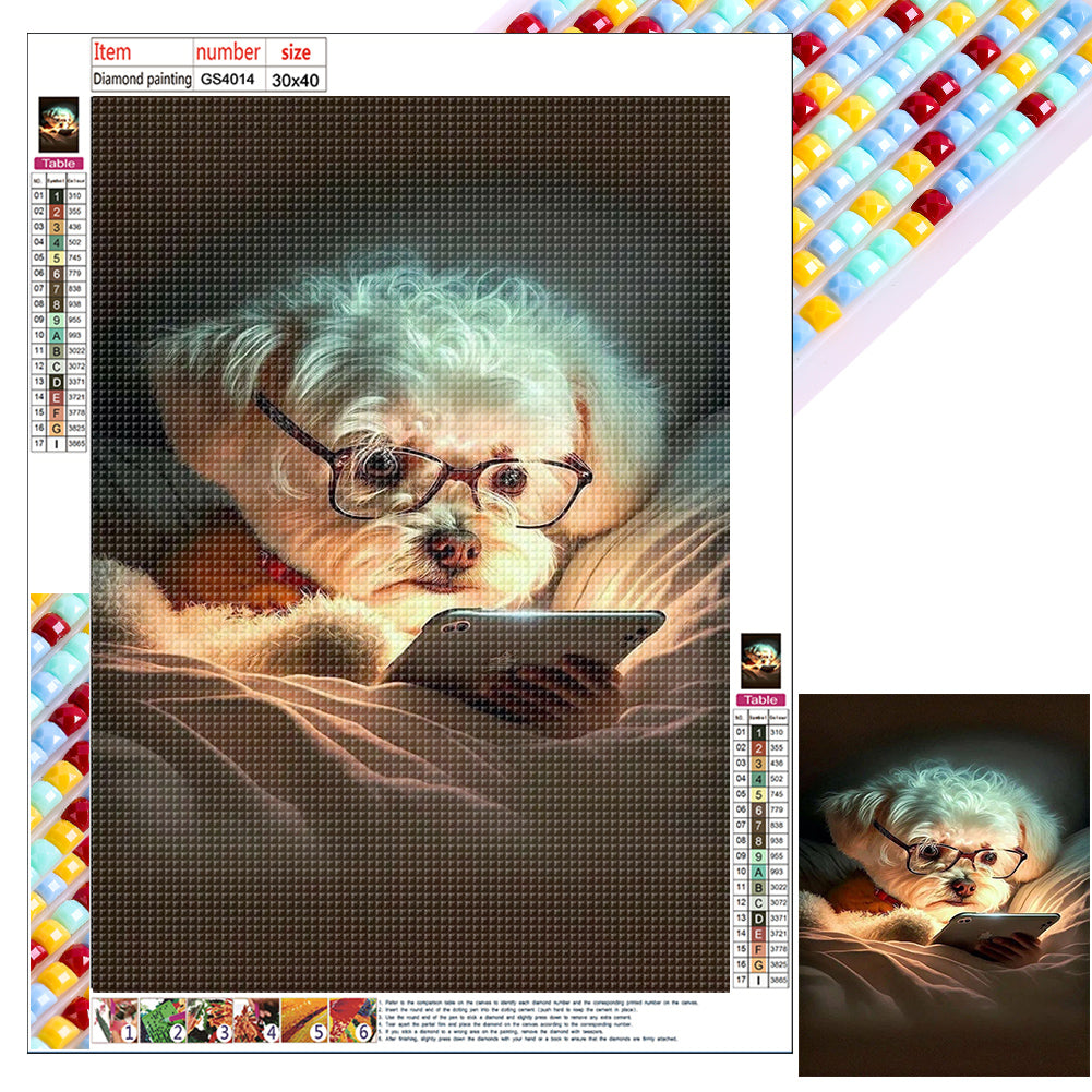 Diamond Painting - Full Square - reading puppy (30*40CM)
