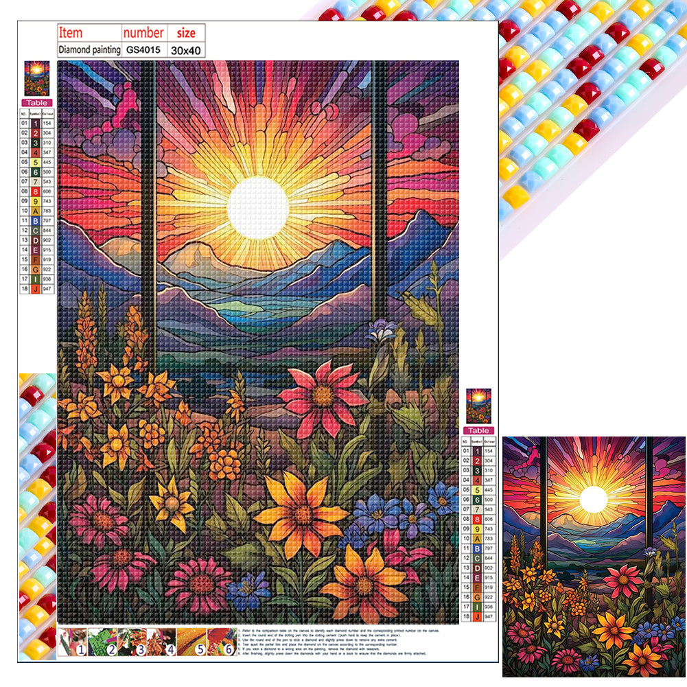 Diamond Painting - Full Square - flowers sunrise (30*40CM)