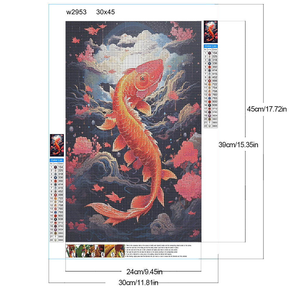 Diamond Painting - Full Round - Leap Koi (30*45CM)