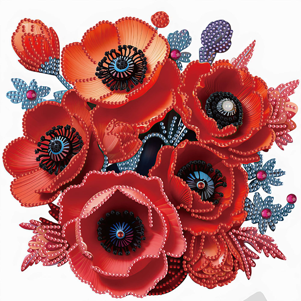 Diamond Painting - Partial Special Shaped - poppy flower (30*30CM)