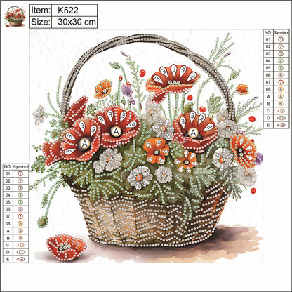 Diamond Painting - Partial Special Shaped - poppy flower (30*30CM)