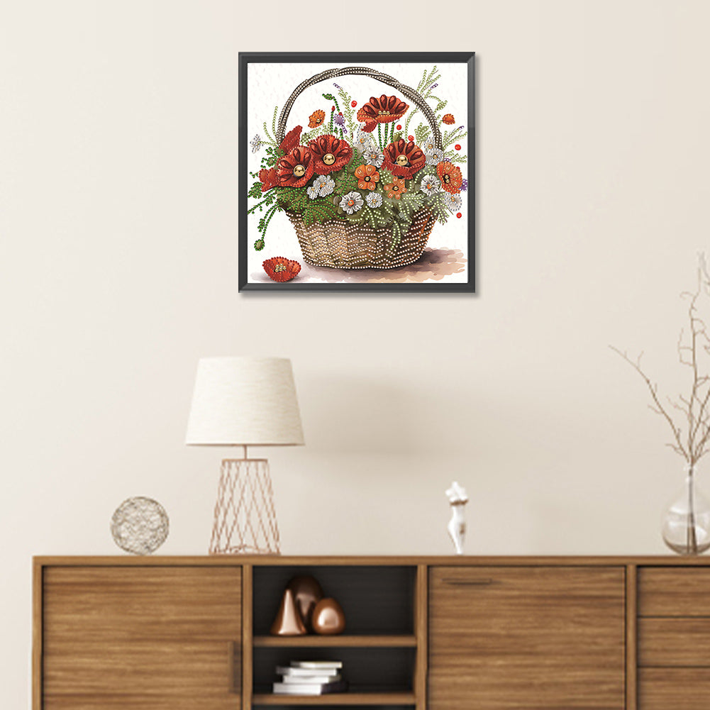 Diamond Painting - Partial Special Shaped - poppy flower (30*30CM)