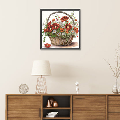 Diamond Painting - Partial Special Shaped - poppy flower (30*30CM)