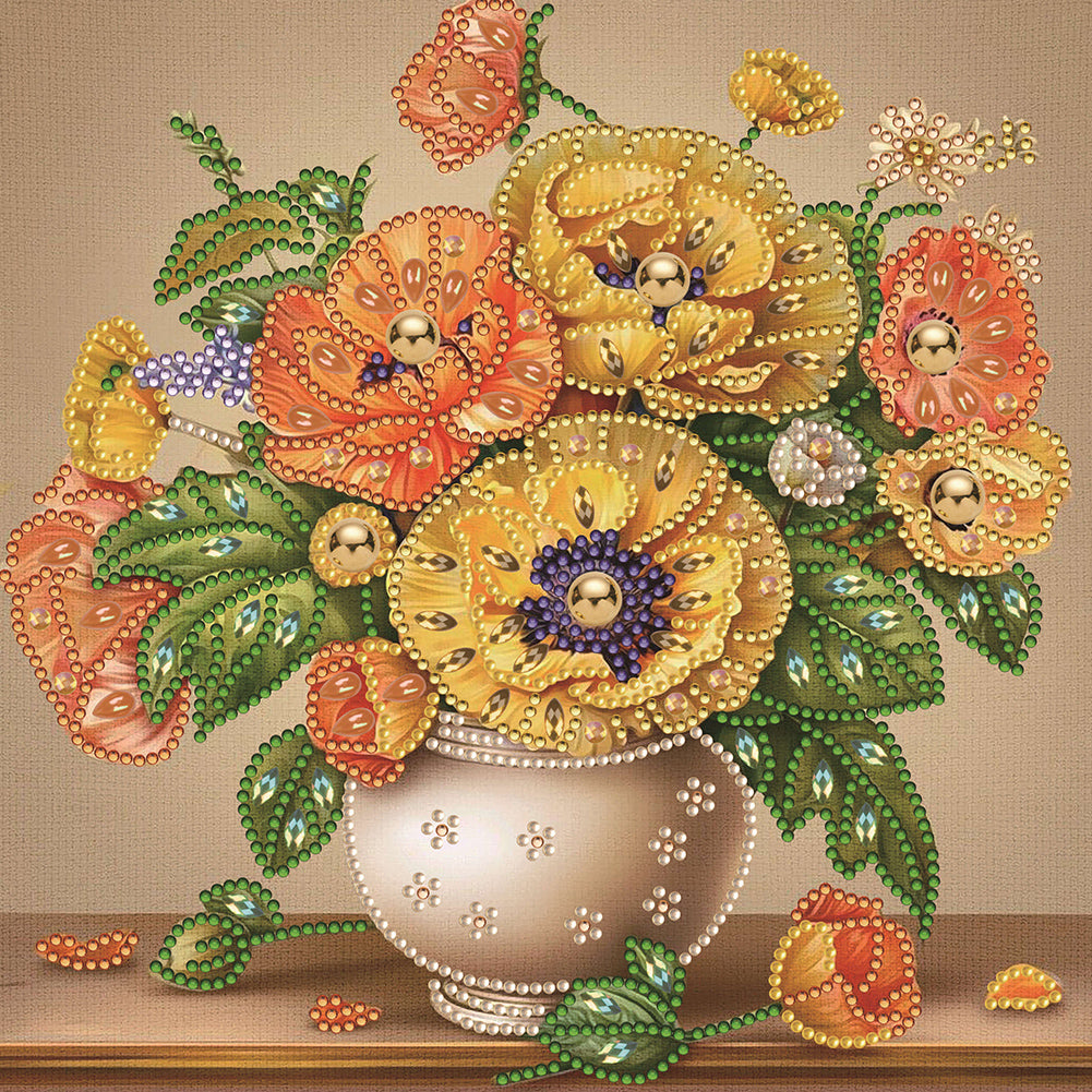 Diamond Painting - Partial Special Shaped - poppy flower (30*30CM)