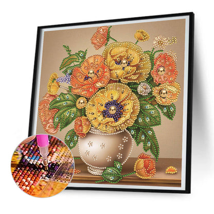 Diamond Painting - Partial Special Shaped - poppy flower (30*30CM)