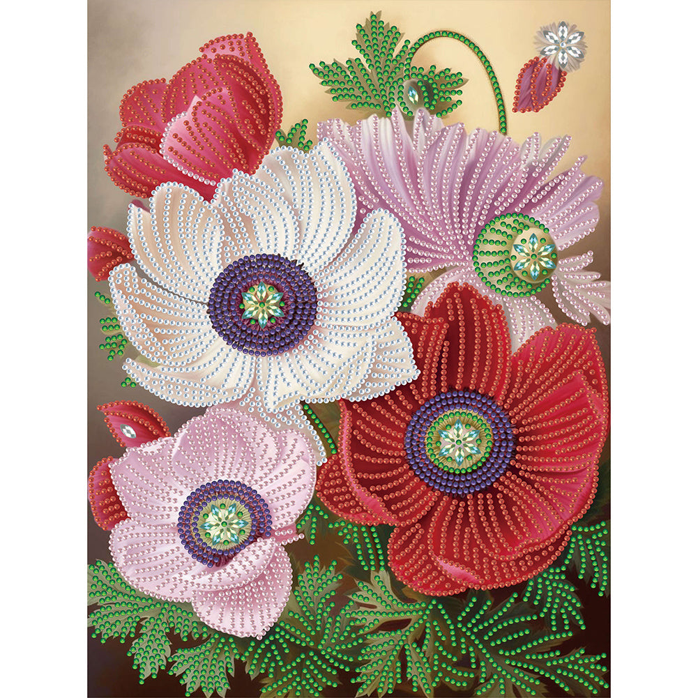 Diamond Painting - Partial Special Shaped - poppy flower (30*40CM)