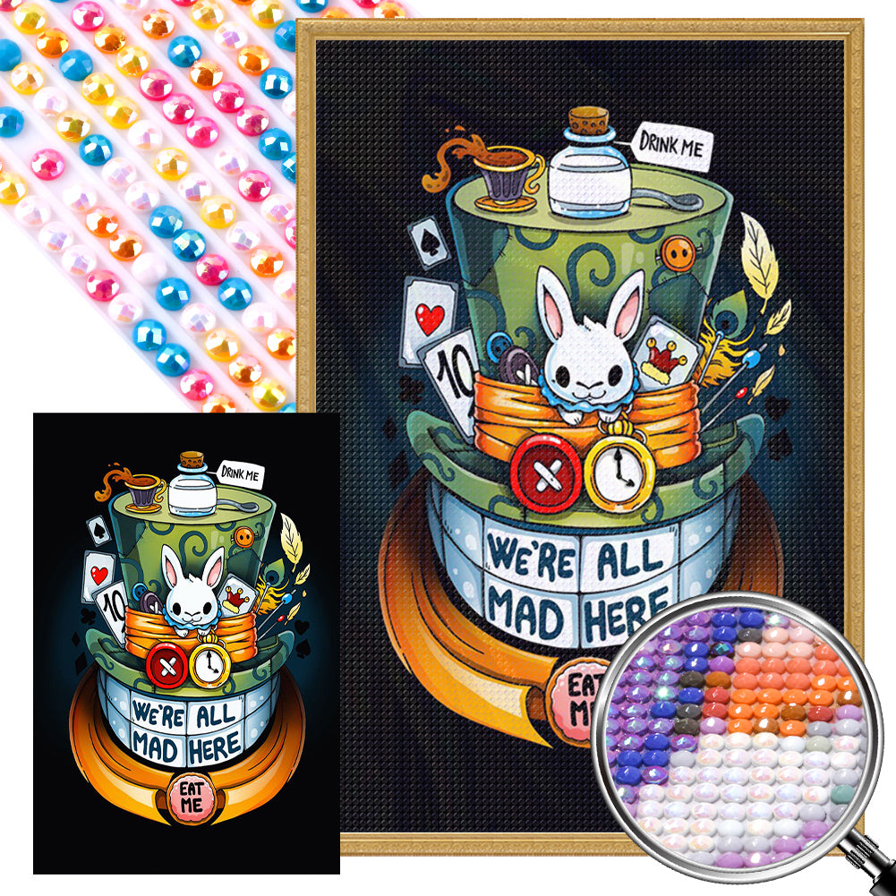 AB Diamond Painting - Full Round - White Rabbit and Mad Hatter (40*60CM)