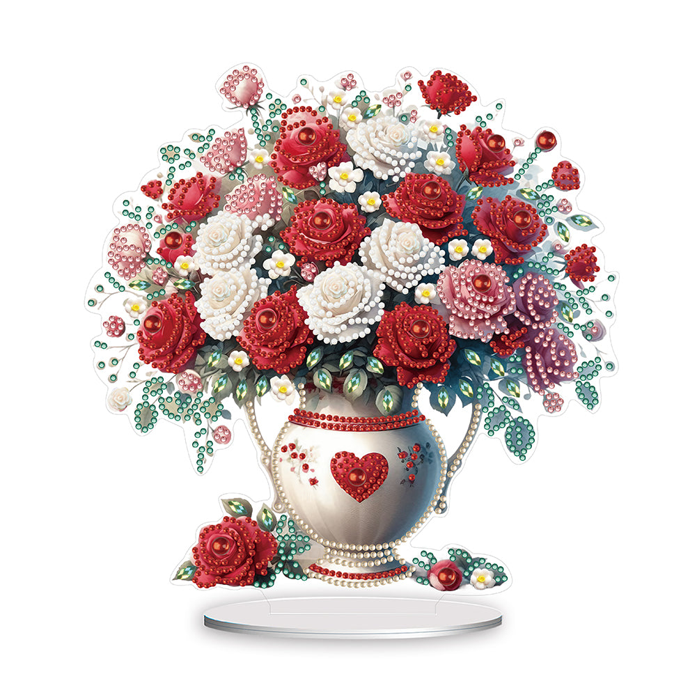 Acrylic Rose Vase Diamond Painting Desktop Decorations for Office Desktop Decor