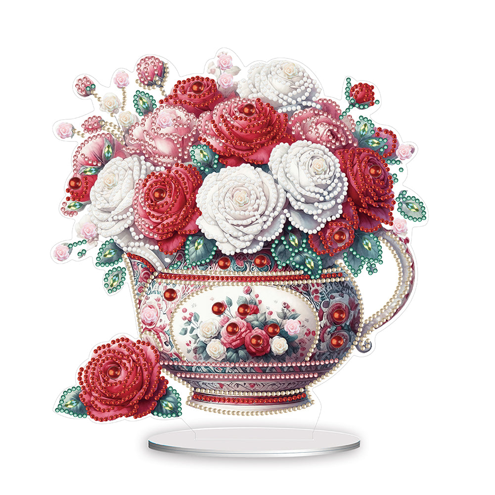 Acrylic Rose Vase Diamond Painting Desktop Decorations for Office Desktop Decor