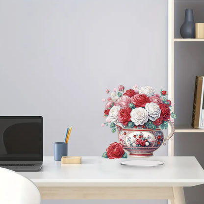Acrylic Rose Vase Diamond Painting Desktop Decorations for Office Desktop Decor