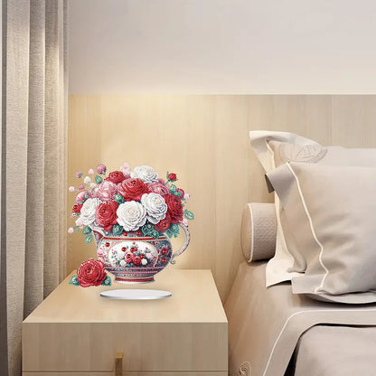 Acrylic Rose Vase Diamond Painting Desktop Decorations for Office Desktop Decor