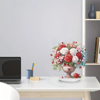 Acrylic Rose Vase Diamond Painting Desktop Decorations for Office Desktop Decor