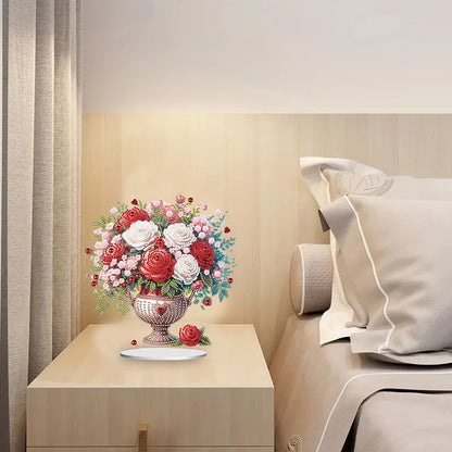 Acrylic Rose Vase Diamond Painting Desktop Decorations for Office Desktop Decor