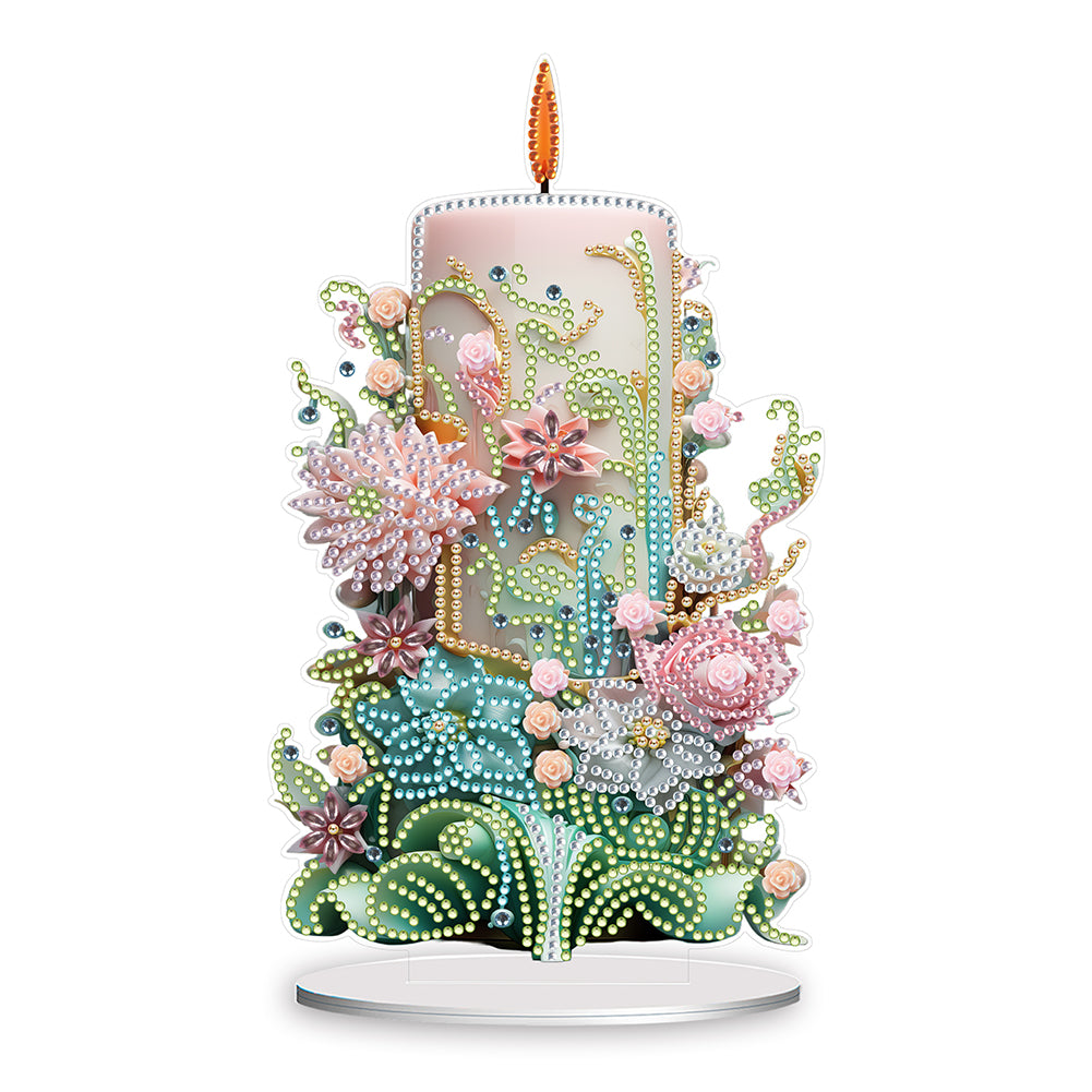 Flowers Candle Table Top Diamond Painting Ornament Kits for Office Desktop Decor