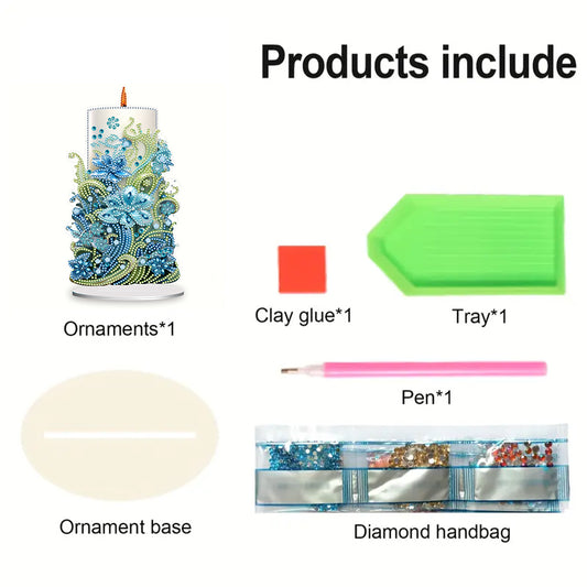 Flowers Candle Table Top Diamond Painting Ornament Kits for Office Desktop Decor
