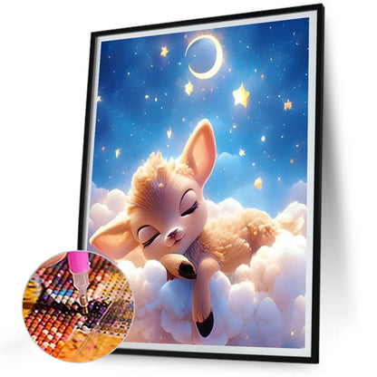 Diamond Painting - Full Round - Deer sleeping on the clouds (30*40CM)