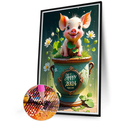 Diamond Painting - Full Round - happy piggy (40*60CM)