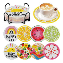 Load image into Gallery viewer, 6/8 Pcs Acrylic Summer Beach Diamond Painting Coasters with Holder Cork Pads
