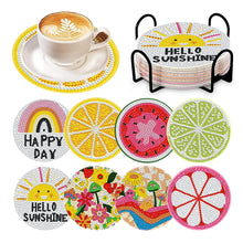 Load image into Gallery viewer, 6/8 Pcs Acrylic Summer Beach Diamond Painting Coasters with Holder Cork Pads
