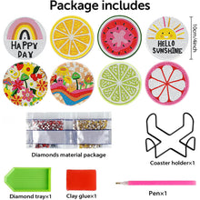 Load image into Gallery viewer, 6/8 Pcs Acrylic Summer Beach Diamond Painting Coasters with Holder Cork Pads
