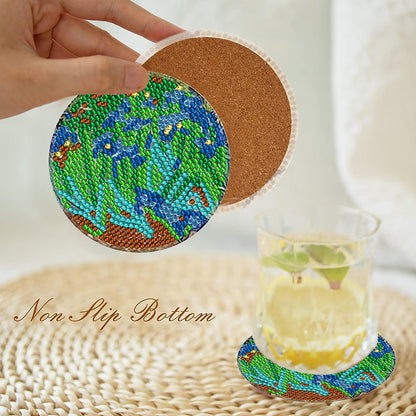 6/8 Pcs Acrylic Summer Beach Diamond Painting Coasters with Holder Cork Pads