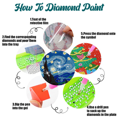 6/8 Pcs Acrylic Summer Beach Diamond Painting Coasters with Holder Cork Pads