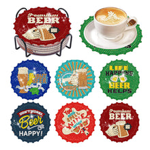 Load image into Gallery viewer, 6/8 Pcs Acrylic Summer Beach Diamond Painting Coasters with Holder Cork Pads
