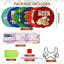 Load image into Gallery viewer, 6/8 Pcs Acrylic Summer Beach Diamond Painting Coasters with Holder Cork Pads
