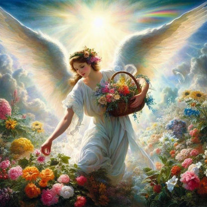 Diamond Painting - Full Round - flower picking angel (30*30CM)