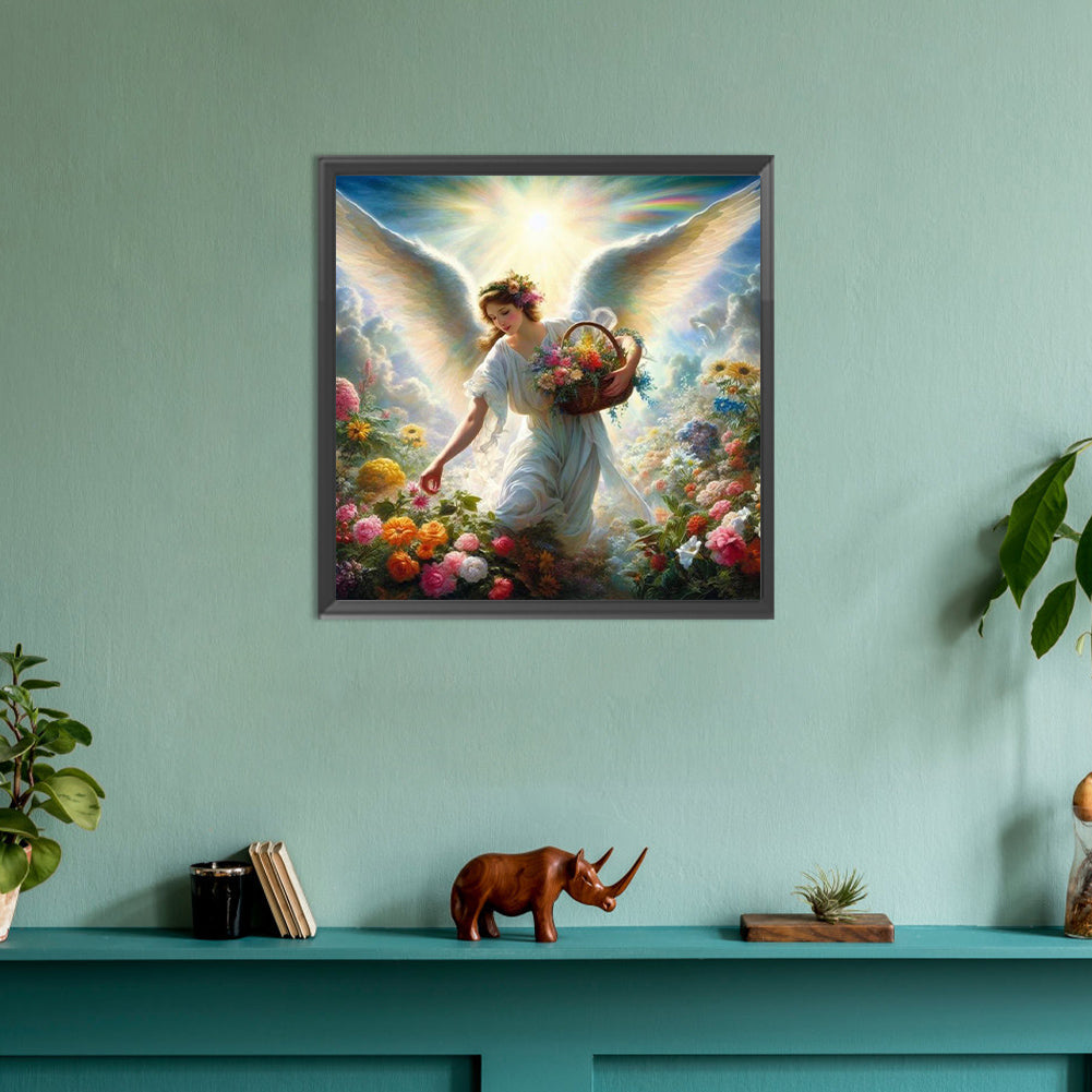 Diamond Painting - Full Round - flower picking angel (30*30CM)