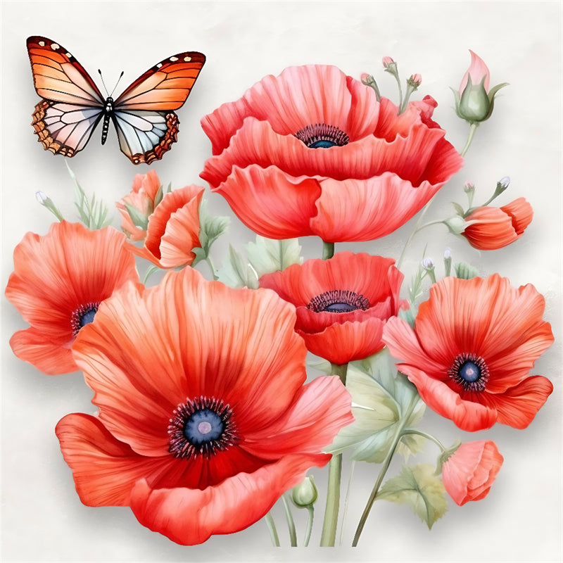 Diamond Painting - Full Round - poppy flower (30*30CM)