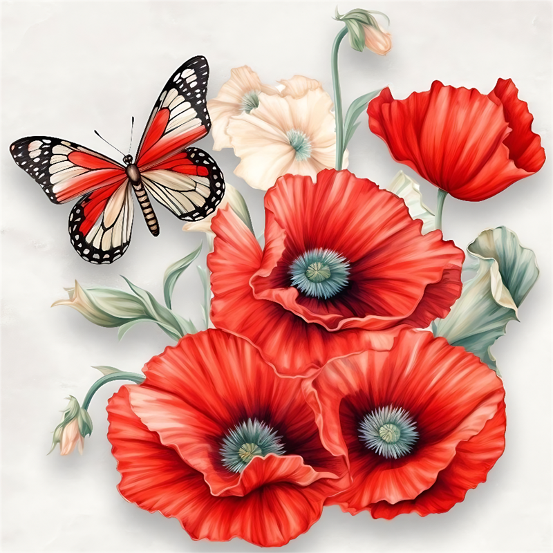 Diamond Painting - Full Round - poppy flower (30*30CM)